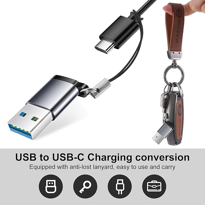 USB to USB C Adapter 6 Pack,USB-A to USB-C Adapter,USBA Male TypeC Female Adaptor,Charger Cable Converter,USBC Adapters for iPhone 16 15 13,MacBook Pro,Laptop,iPad,AirPods and More,Grey