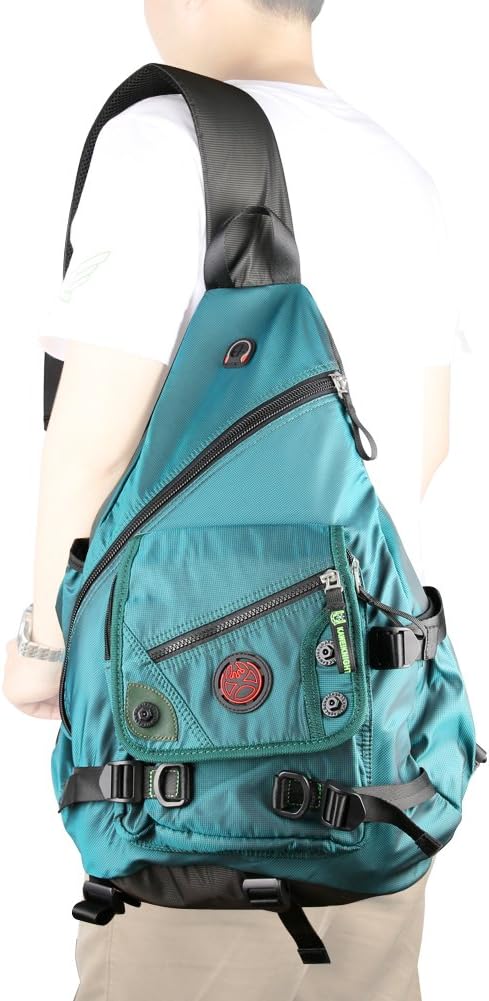 Large Sling Bag Laptop Backpack Cross Body Messenger Bag Shoulder Travel Rucksack (A-Dark Green)
