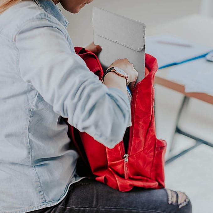 Allinside 13 inch Laptop Sleeve Case for MacBook Air 13 2018-2025/MacBook Pro 13 2016-2022, Waterproof PU Leather Laptop Sleeve Bag Protective Vertical Case Cover, Gray