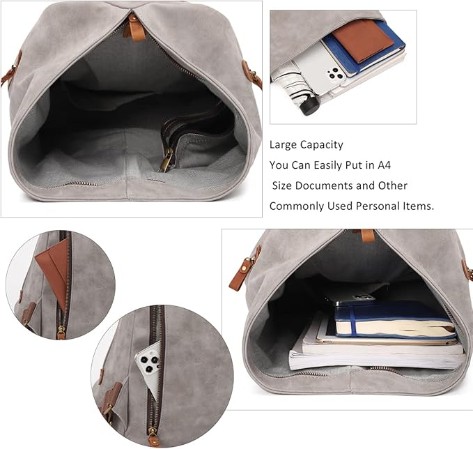 KL928 PU Leather Vintage Backpack – Large Casual Daypack Outdoor Travel Rucksack Hiking Backpacks for Men Women