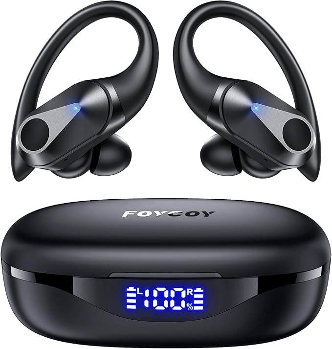Wireless Earbuds Bluetooth Headphones 90Hrs Playtime Ear Buds IPX7 Waterproof Sports Earphones Wireless Charging Case Over-Ear Earhooks Headest
