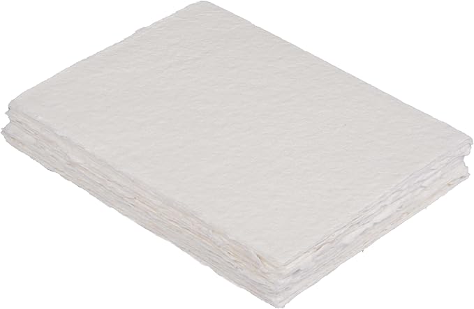 400 GSM / 25 Sheets - Rough/Textured Watercolor Drawing/Sketching Paper 16 X 11.5 - Handmade/Deckle Edge Paper Made from Virgin Egyptian Cotton - Off-White by Leather Village