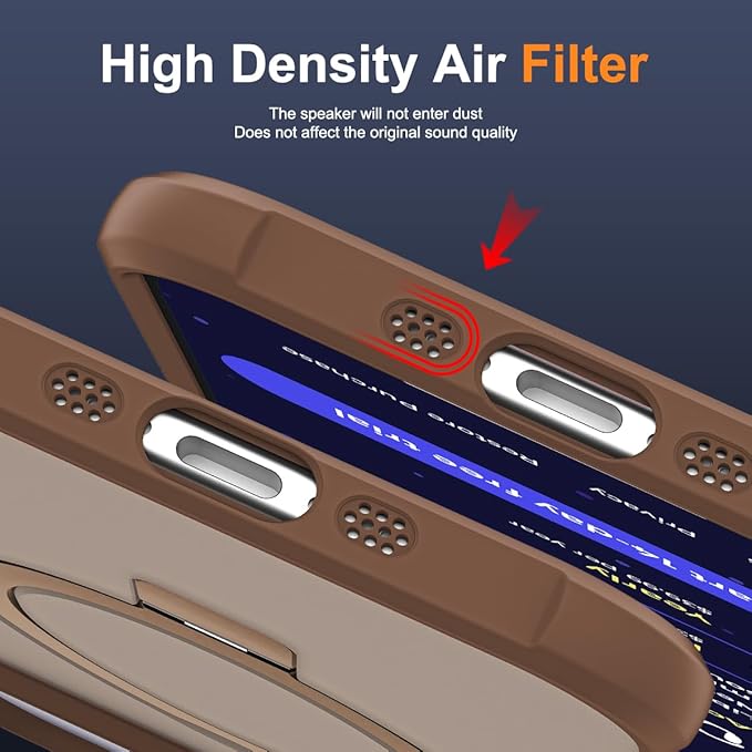 Compatible with iPhone 17 Air Case with Invisible Magnetic O-Ring Stand Military-Grade Translucent Phone Case for iPhone 17 Air 6.5" [Compatible with Mag-Safe][Great Grip Feeling],Desert Brown