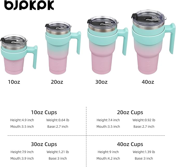BJPKPK 20 oz Tumbler With Handle Stainless Steel Insulated Tumbler Mugs With Lid And Straw For Women And Men,Bubble Gum