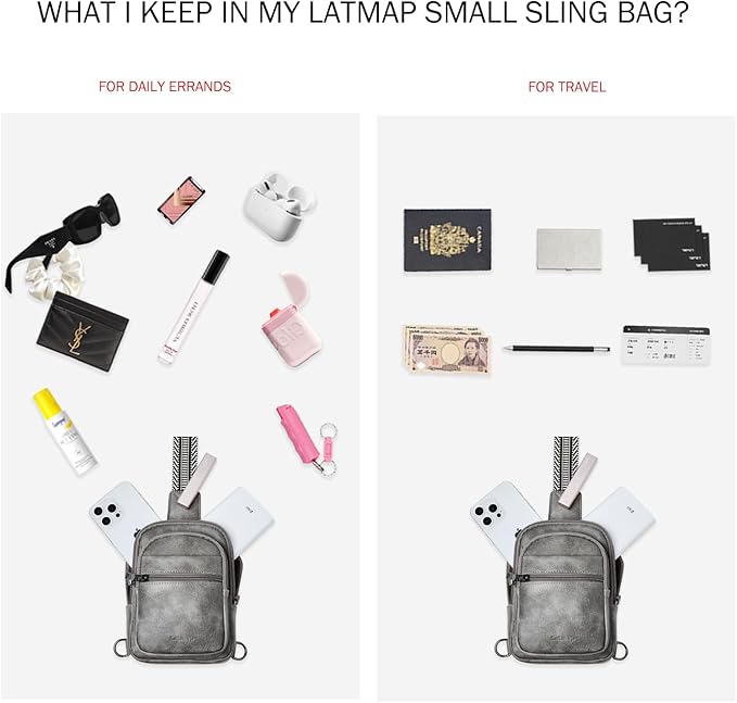 3L SMALL Sling Bag Fanny Packs For Women Men Mini Crossbody Chest Belt Travel Bag Purse Handbag Faux Leather Fashion Cute Dark Grey