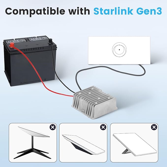 Starlink Gen 3 Power Cord 12v to 57v Step up Converter, 4.5A DC Boost Converter with DC Male Plug Cable for Starlink Gen 3 Router,RV, Marine, Truck, Off-Grid Use - No Voltage Drop