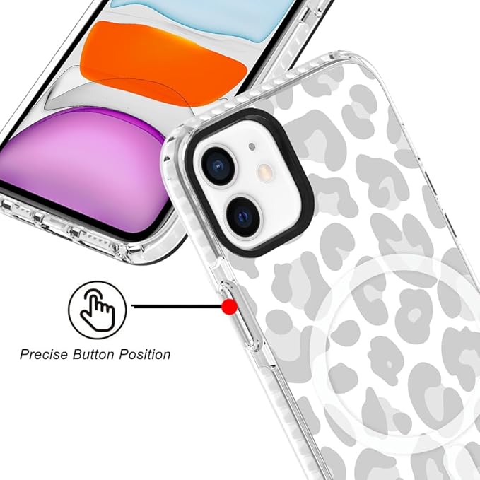 SAKUULO Magnetic for iPhone 11 Case [Compatible with MagSafe] Light Grey Leopard Print Pattern Wireless Charge Slim Shockproof Case for iPhone 11 Phone Case, Grey Leopard (6.1")