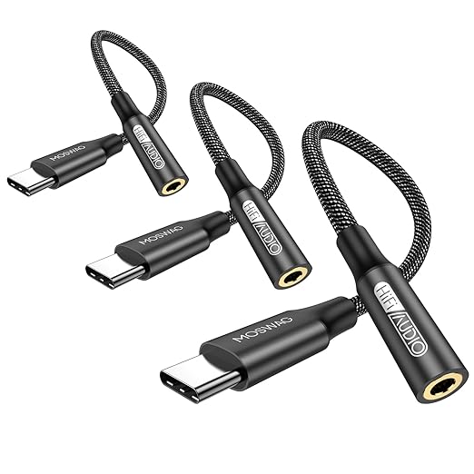 MOSWAG USB Type C to 3.5mm Headphone Jack Adapter, Audio Adapter USB C to Aux Dongle Cable Cord for iPhone 15 Plus/15 Pro Max Samsung Galaxy S23 S22 Ultra S20+ Note 20 10,Pixel 7 6 5 4 and More