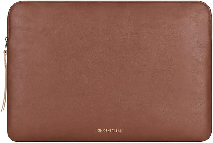 Comfyable Slim Protective Laptop Sleeve 14 Inch Snugly Compatible with MacBook Pro 14-inch M4 M3 M2 M1 Pro/Max 2024, PU Leather Bag Waterproof Cover Notebook Computer Case for Mac, Brown