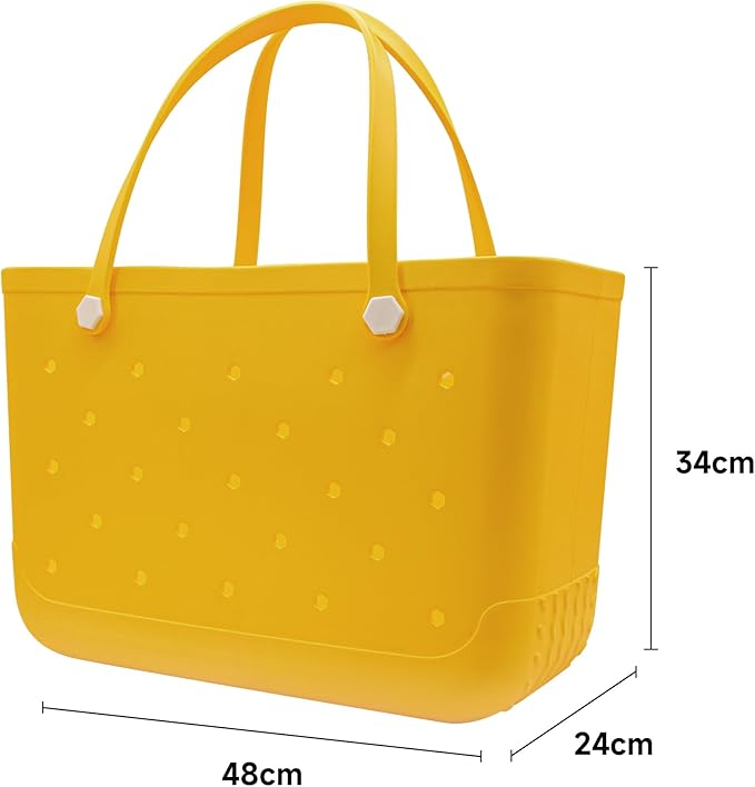 X-Large Waterproof Sandproof Rubber Beach Tote Bag with Zipper Pocket and Phone Kickstand Cup