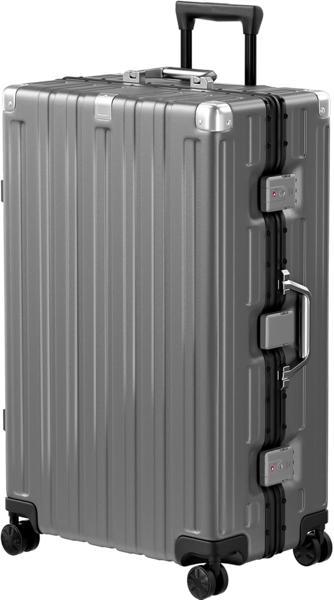 Krute Luggage 28 Inch Aluminum Frame Luggages TSA Lock No Zipper Checked Suitcase with Spinner Wheels PC+ABS Hardshell Lightweight Large Suitcases