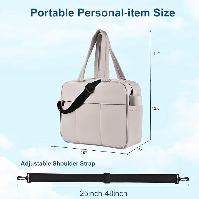 Felipe Varela Puffer Travel Duffle Bag, Gym Bag for Women with Shoe Compartment, Lightweight Tote Weekender Overnight Carry on Duffel Bags for Travel, Airplanes (Camel,19L)