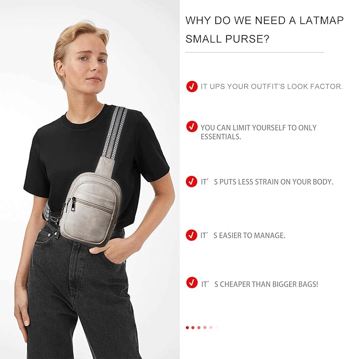 3L SMALL Sling Bag Fanny Packs For Women Men Mini Crossbody Chest Belt Travel Bag Purse Handbag Faux Leather Fashion Cute Light Grey