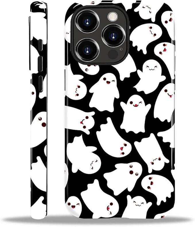 Case for iPhone 13 Pro Max Case,Halloween Ghosts Bats Design - Hybrid Dual Protection Silicone + Hard PC Shockproof Full Body Cover Slim Anti-Scratch Protective Case for Men Women