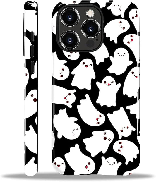 Case for iPhone 13 Pro Max Case,Halloween Ghosts Bats Design - Hybrid Dual Protection Silicone + Hard PC Shockproof Full Body Cover Slim Anti-Scratch Protective Case for Men Women