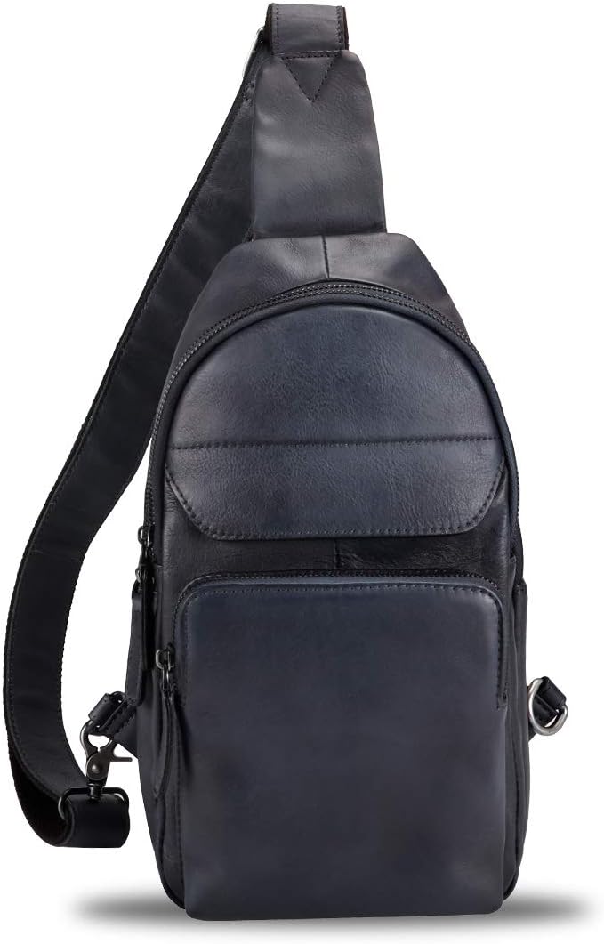Genuine Leather Sling Bag for Man and Women Crossbody Purse Handmade Retro Shoulder Backpack Vintage Chest Bags