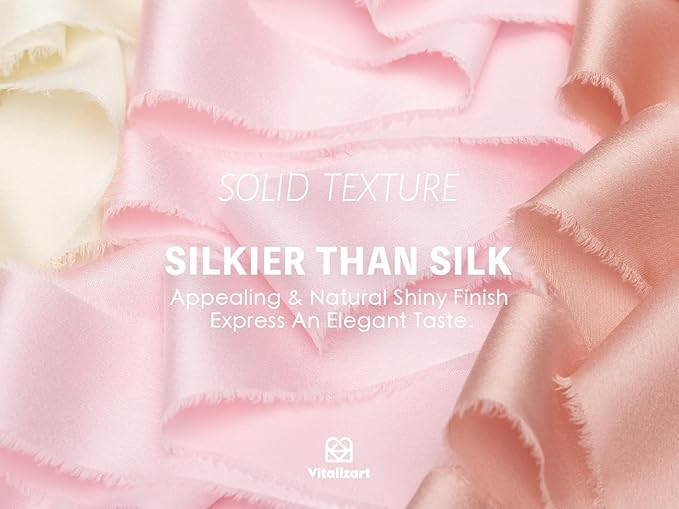 Vitalizart Silk Satin Ribbon 1 Inch x 15 Yard Wooden Spool Pink Handmade Frayed Ribbon for Gift Wrapping Baby Shower Wedding Bridal Bouquets Holiday Decor Hot Blush Pink