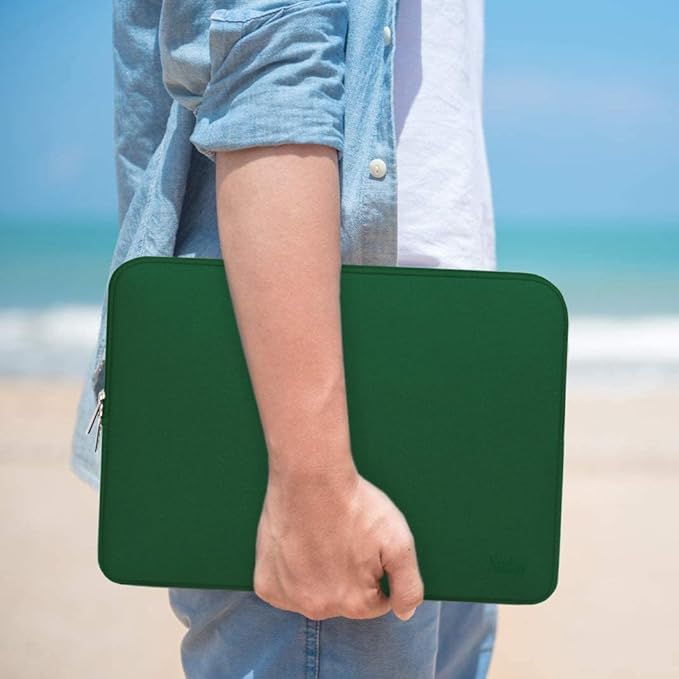 Laptop Sleeve Case, Resistant Neoprene Notebook Computer Pocket Case/Tablet Briefcase Carrying Bag Compatible for 15.6 Inch Asus Fujitsu HP Sony Toshiba Acer- (DarkGreen)