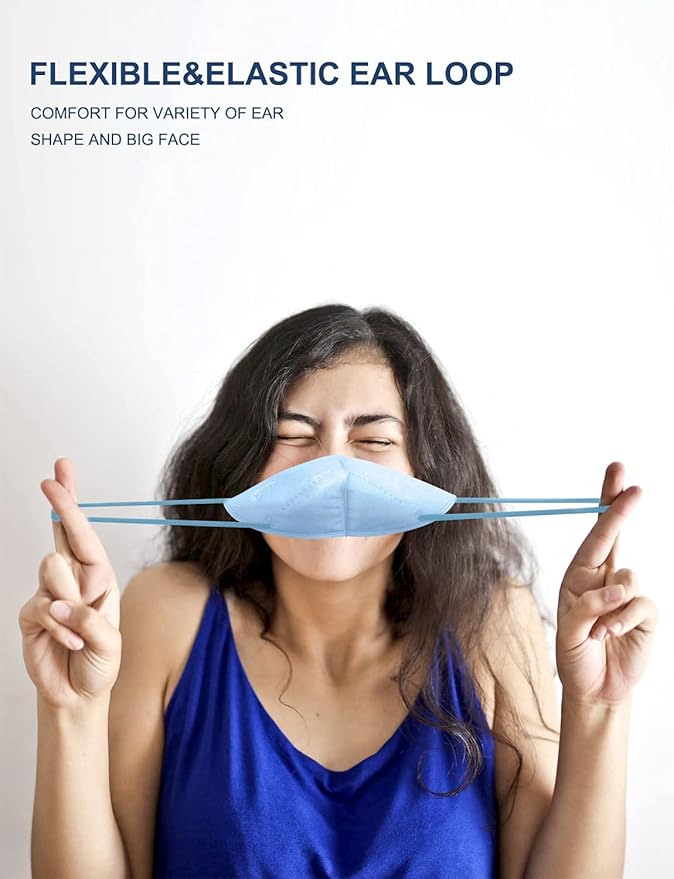 HUHETA KN95 Face Mask 60 Pack, 5-Ply Breathable & Comfortable Safety Mask, Filter Efficiency≥95%, Protective Cup Dust Masks Against PM2.5 - Individually Wrapped (Multicolored Mask)