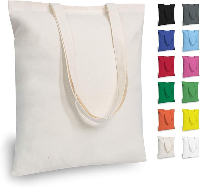 TOPDesign 6 | 12 | 24 | 48 | 192 Pack Economical Cotton Tote Bags, Lightweight Medium Reusable Grocery Shopping Cloth Bags, Suitable for DIY, Advertising, Promotion, Gift, Activity (6-Pack)