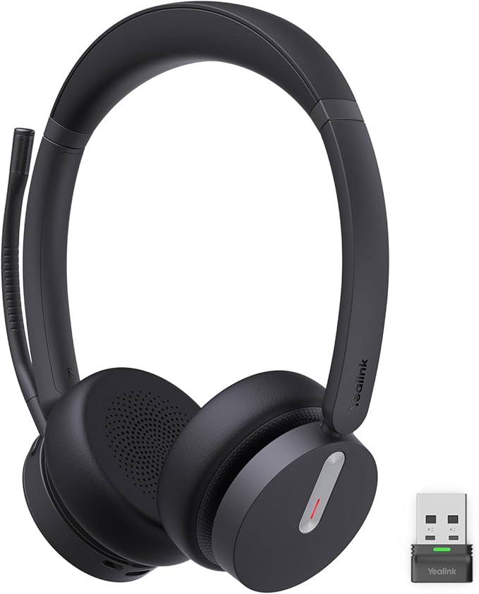 Yealink BH70 Dual Wireless Headset with Mic for Work, Bluetooth Headphone with Teams Certification, up to 35h Talk Time, 147g All-Day Wearing Comfort, Perfect for Open Office Home Hybrid Work, USB-A