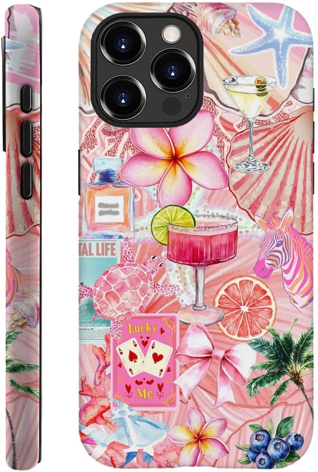 DAIZAG Case Compatible with iPhone 11 Pro Max,Fit Shockproof Cover for Women Girls,European Collage Lily Flower Seashell Pink