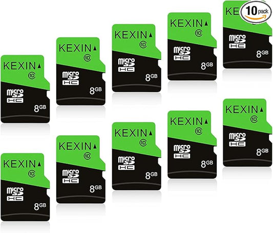 KEXIN 8GB Micro SD Card 10 Pack with SD Adapter microSDHC Memory Card UHS-I C10 Micro SD Card Full HD High Speed TF Card for Smartphone Tablet Action Camera Dash Cam Drone Game Console