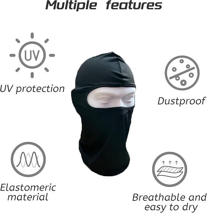 3 Pieces Balaclava Face Mask Outdoor Cycling Headgear Motorcycle Face Masks for Men and Women (Black)