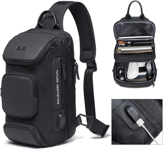 BANGE Sling Bag, Waterproof Crossbody Backpack, Shoulder Bag for Men