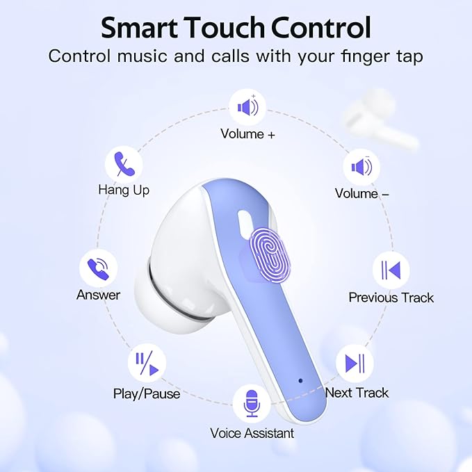 TAGRY 2 Sets X08 Purple and Black Bluetooth Headphones True Wireless Earbuds 60H Playback Ear Buds with Wireless Charging Case in-Ear Earbuds with Mic