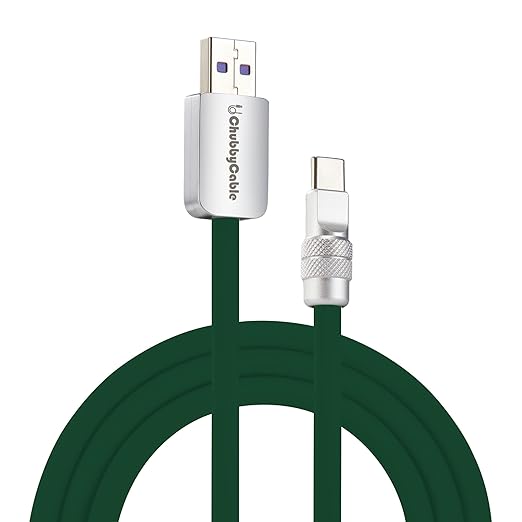 chubbycable Chubby 2.0 Fast Charging Cable Durable Soft Silicone USB C Cable 120W Extra Thick Charger Cord Compatible with iPhone 16/15 Series iPad, Dark Green, USB-A to Type-C, 8.2FT