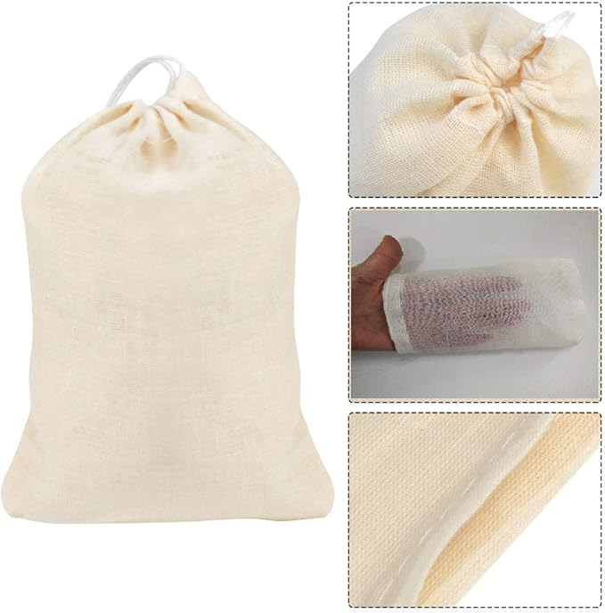 Tayfremn 100Pcs Cotton Drawstring Bags, Reusable Muslin Bag Natural Cotton Bags with Drawstring Produce Bags Bulk Gift Bag Jewelry Pouch for Party Wedding Home Storage(4 by 6 Inches)