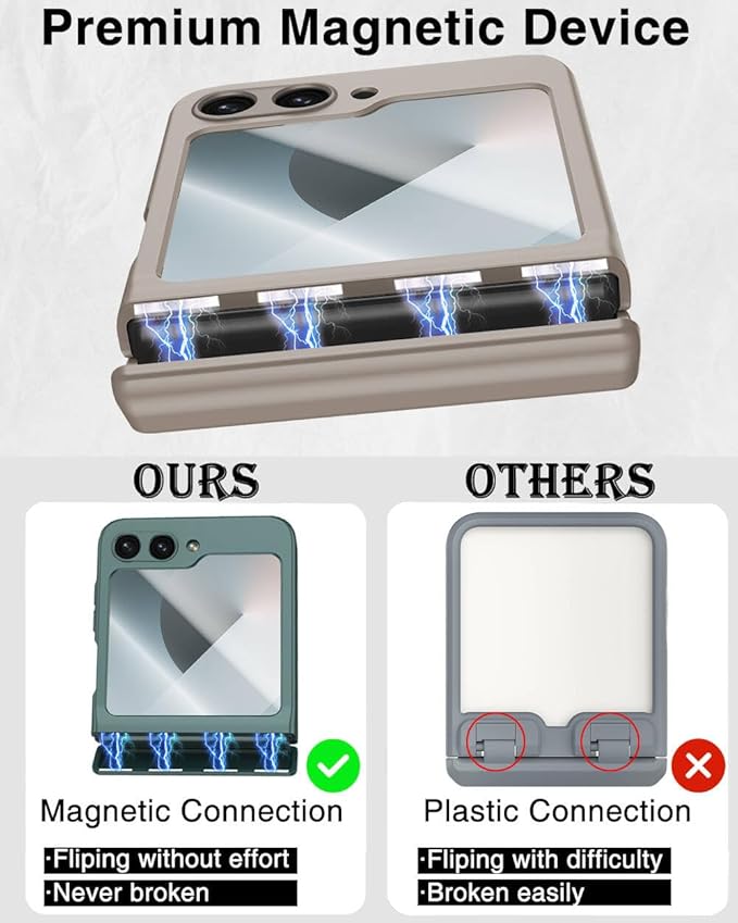 STORMTAL for Samsung Galaxy Z Flip 6 Case/Z Flip 7 FE Case, Hinge Protection, Built-in Screen Protector, Wireless Charging, Slim Rugged Phone Protective Case for Galaxy Z Flip 6