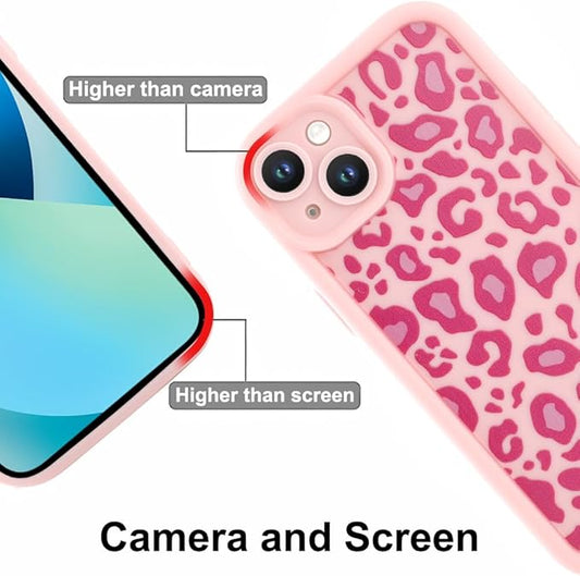 KANGHAR Case for iPhone 13 Leopard Printed Pattern Cute Cheetah Phone Case Soft TPU Shockproof Protective Cover for iPhone 13 6.1 Inch Pink