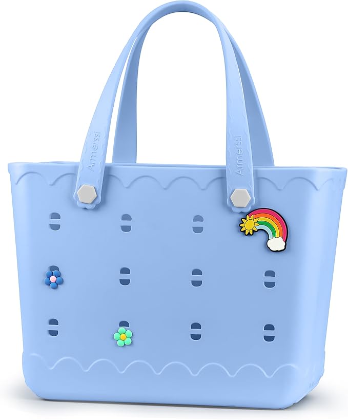 Armerssi Rubber Tote Bag For Women Large Rubber Beach Bag Waterproof Washable Handbag Durable Tote Bag Beach Swimming Travel