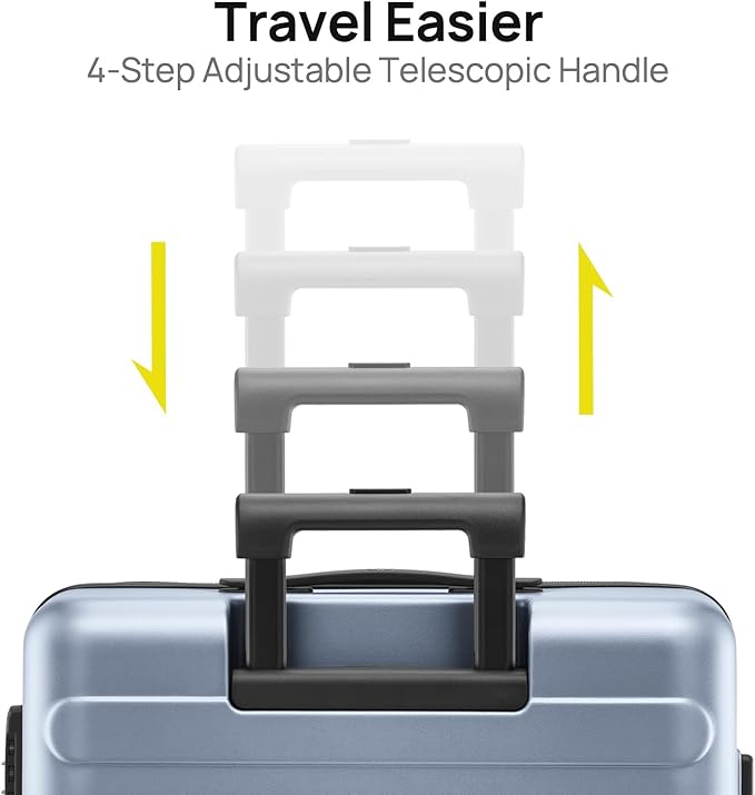 NINETYGO Carry On Luggage 22x14x9 Airline Approved, 20 Inch Luggage with Smooth Spinner Wheels, Lightweight, Hard Shell PC Suitcase Carry-On, Travel Luggage, TSA Approved (Shadow, Rhine Basic)