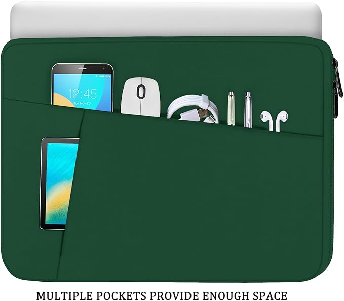 15.6 inch Laptop Case, Shockproof Protective Computer Carrying Cover with Front Pocket, Briefcase Handbags Laptop Bag for 15.6 inch HP, Dell, Acer, Asus, Notebook, Dark Green