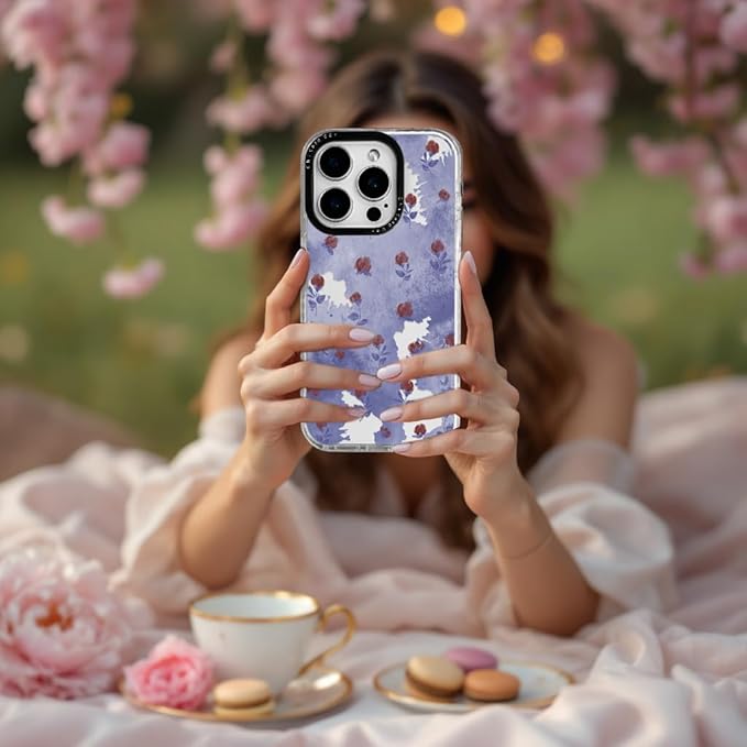 for iPhone 14 Plus Case, Vintage Watercolor Rose Pattern, Military-Grade Drop Protection, Cute Soft Slim TPU Protective Cover with Camera Lens Protection for Women & Girls