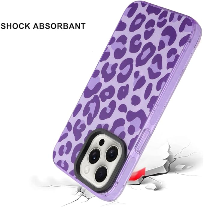 SAKUULO Magnetic for iPhone 14 Pro Max Case Dark Purple Leopard Print Pattern [Compatible with MagSafe] Wireless Charge Strengthen Protection Cover, Purple Leopard (6.7")