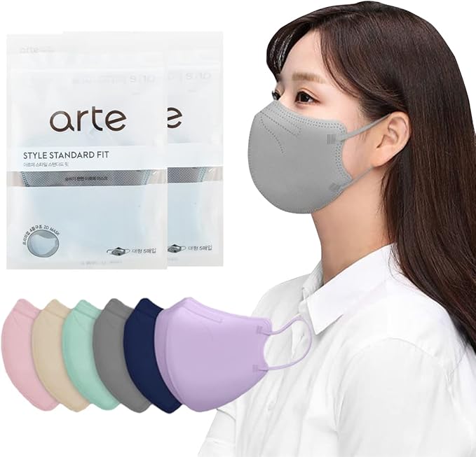 [10 Pcs] Arte Korea Face Mask for Adults – Bird Beak type 2D Protective Health Face Mask for Dust and Smoke – 4-Layer Protective Filter – Ideal Fit for Comfortable Wear - Gray