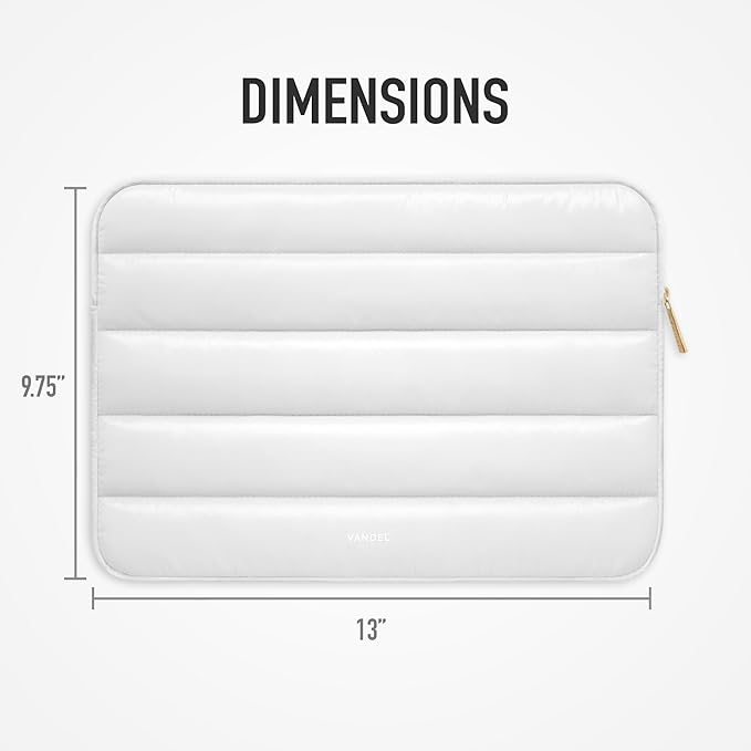 VANDEL - The Original Puffy Laptop Sleeve 13-14 Inch. White Laptop Sleeve for Women. Carrying Case Cover MacBook Pro 14 in, MacBook Air 13 Inch, iPad Pro 12.9, Dell, Asus, HP