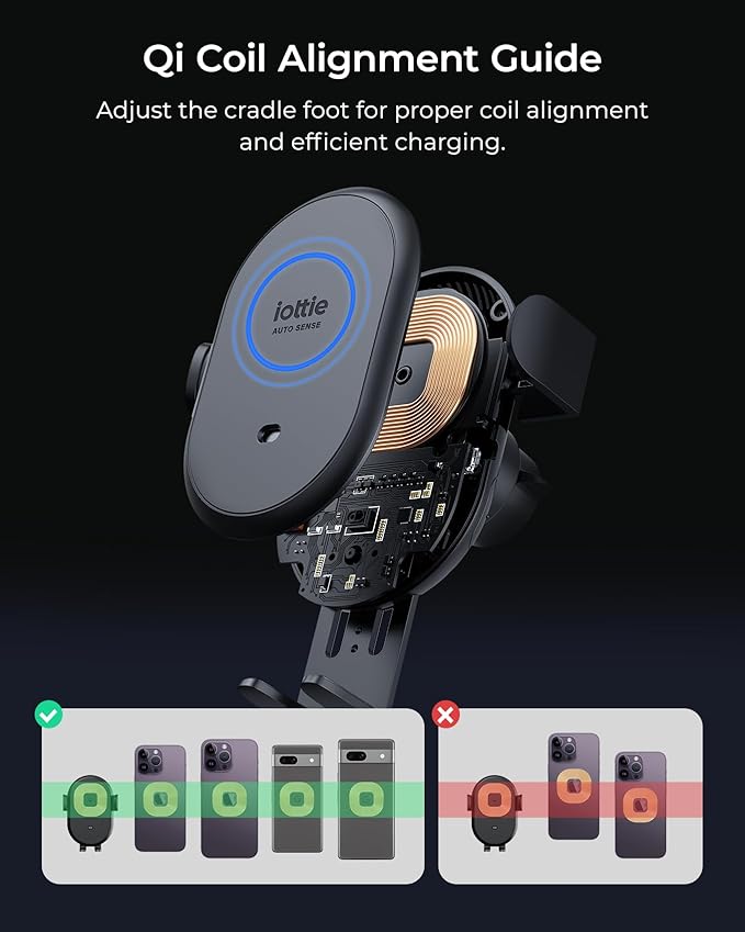 iOttie Auto Sense 2 Dash & Windshield Car Phone Holder with Qi Wireless Charging – Auto Clamping Phone Mount & Charger for iPhone, Google Pixel, Samsung Galaxy, Huawei, LG (Adapter Not Included)