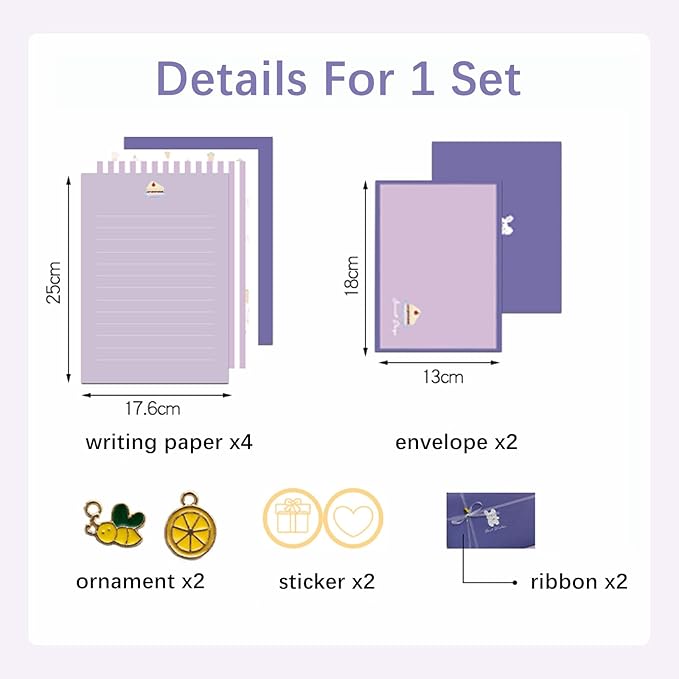 72 Pcs Stationery Paper Envelopes Set Includes 24 Lined Writing Paper & 12 Envelopes, Cute Lovely Animal Letter Writing Stationery Paper Envelopes Kit for Girls Boys Office School Supplies (6Style)