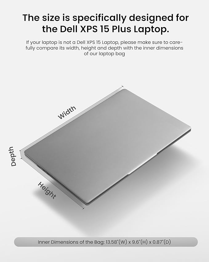 tomtoc 360 Protective Laptop Sleeve for Dell XPS 15 Plus, 15-inch New Surface Laptop 7th(Copilot+ PC)/6/5/4/3, 15-inch New MacBook M4/A3241, M3/A3114, M2/A2941, Water-Resistant Ultrabook Bag Case