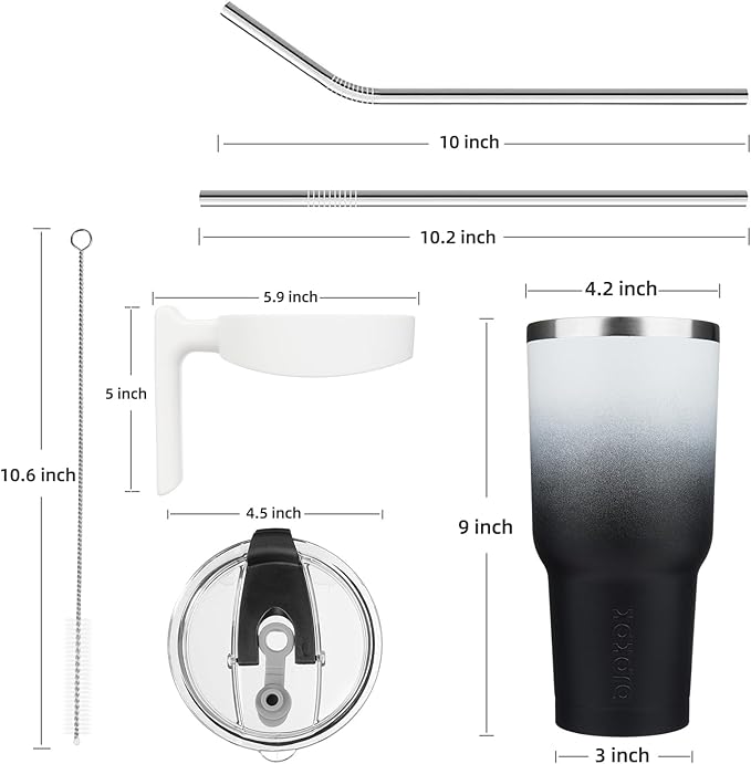 BJPKPK Tumbler With Handle And Straw 40 oz Insulated Tumblers With Lid Stainless Steel Travel Coffee Cups,Day Night