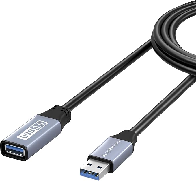 BlueRigger USB 3.0 Extension Cable (10FT - 2Pack, 5 Gbps, in-Wall CL3 Rated, Type A Male to Female Cord) - Short USB Repeater Extender for VR Headset, Printer, Hard Drive, Keyboard, Mouse, Xbox