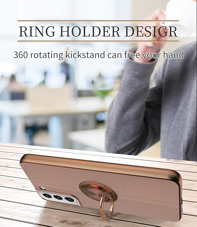 Tnarru Compatible for Samsung Galaxy S22 Plus Case with Ring Holder Kickstand [with Magnetic] Soft TPU Shockproof Electroplated Protective Phone Case for Galaxy S22+ 5G Pink