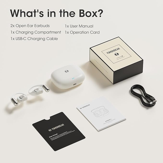 Open Ear Headphones, Bluetooth 5.4 Wireless Earbuds with Earhook, 48H Playtime Open Ear Earbuds with Mic, 3 EQ Modes, ENC Clear Calls, Lightweight, Comfort Headphones for Running Sport Workout (White)