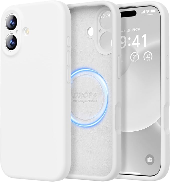 LOVE 3000 Designed for iPhone 17 Case, Premium Silicone [Compatible with Magsafe][Soft Anti-Scratch Microfiber Lining] Shockproof Protective Phone Case for Men Women 6.3", White