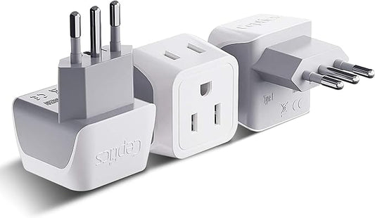 Ceptics Italy Travel Plug Adapter, Chile Plug Adapter with Dual USA Input, Compact Type L Plug Adapter, Safe Grounded Plug, Perfect for Cell Phones, Laptops, Chargers, 3 Pack - CT-12A